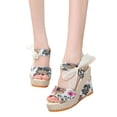 thumbnail image 4 of LFXJVY Sandals For Women Wedge Heel Platform Ankle Strap Backstrap Lace Up Floral Open Toe Holiday Party Summer Dressy Hot Pink 37, 4 of 7