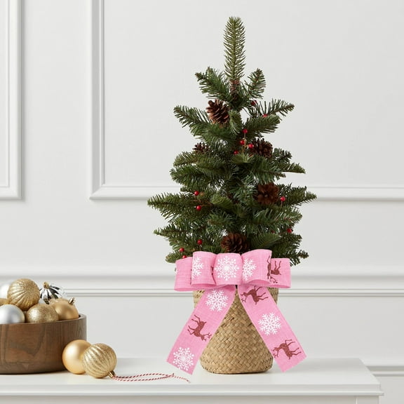 EWASWON Large Pink Velvet Christmas Bow - 20cm Holiday Decoration for Christmas Tree, Wreath, Front Door & Gifts