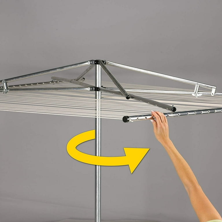 Household Essentials 17130 1 Rotary Outdoor Umbrella Drying Rack Aluminum 30 Lines with 210 ft. Clothesline