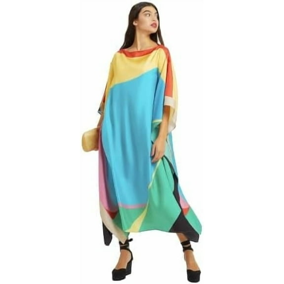 Brisha Creation_Solid Silk Crepe Kaftan,Super Designer Kaftan for women,Casual & beach wear Kaftan,Womens Night Wear Soft & smooth kaftan.