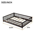 thumbnail image 7 of Full Floor Bed for Kids Toddlers, Multifunctional Montessori Bed Frame with Safety Guardrails and Wood Slats, Without Door, Easy Assemble, Espresso, 7 of 7
