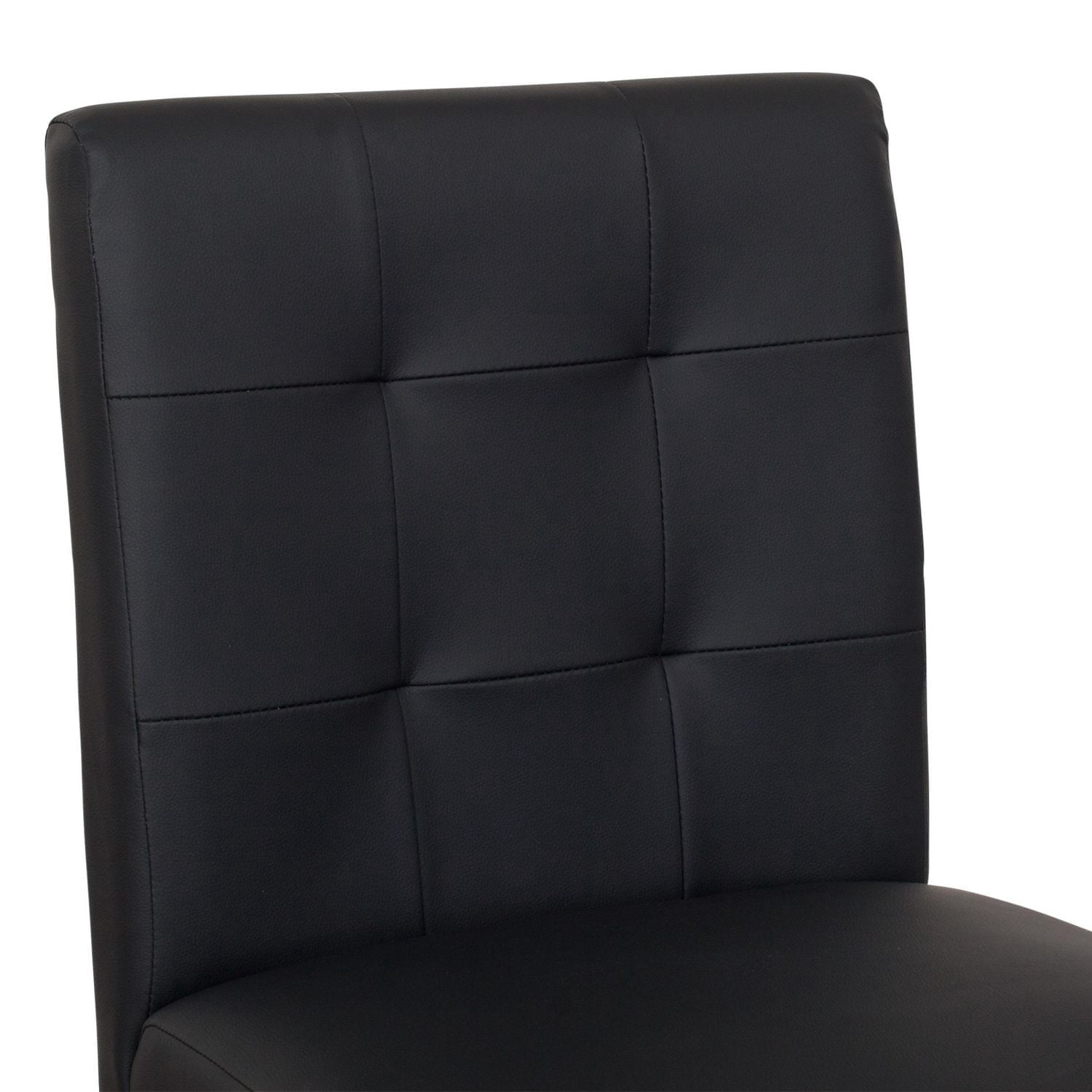 CorLiving Leila Faux Leather Upholstered Indoor Counter Height Bar Stool with High Back, Black