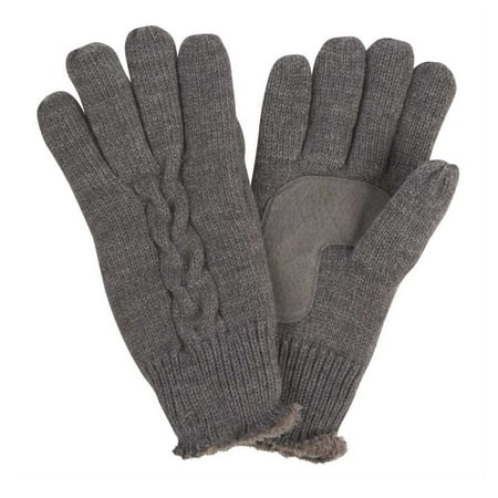 Isotoner Womens Gray Cable Knit Gloves with Soft Microluxe Lining ...
