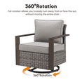 thumbnail image 3 of Planntonneo Wicker Patio Chairs Set of 2, Outdoor Rattan Swivel Glider Rocking Chairs with 4'' Grey Cushions for Porch Balcony Backyard, 3 of 6