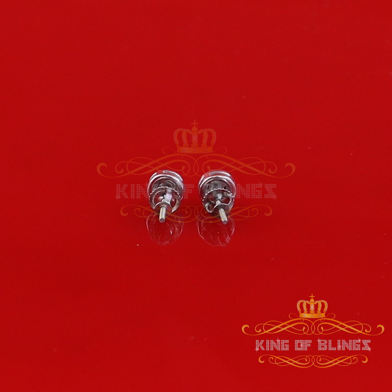 King of Bling's 925 Sterling Silver 0.05ct Diamond White Stud For Women's Style Round Earrings