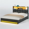 thumbnail image 3 of AOGLLATI Full Size 4 Drawers Upholstered Bookcase Storage Bed with Charging Station and RGB LED Lights, Black Full Platform Bed Frame,No Box Spring Needed, 3 of 14