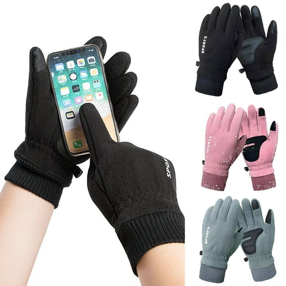 SPRING PARK 1 Pair Winter Knit Gloves Touchscreen Fleece Warm Thermal Soft Lining Texting Anti-Slip Choice for Women