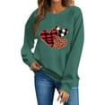 thumbnail image 6 of Yievot Valentines Sweatshirt Women Crew Neck Heart Printed Shirts Casual Lightweight Long Sleeve Pullover Top, Green, 6 of 6