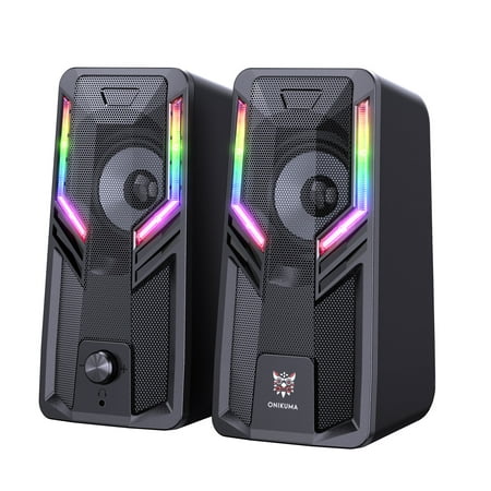 Computer Speakers RGB Gaming Speakers for PC 2.0 Wired USB Powered Stereo Volume Control Dual Channel Multimedia AUX 3.5mm for Laptop Desktop Monitors,10W