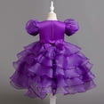 thumbnail image 6 of Gubotare Toddler Dresses for Girl Tulle Flower Girl Dress for Wedding Floral Pageant Dress with Train Princess Ball Gown for Girls,Purple 6-7 Years, 6 of 9