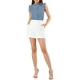 thumbnail image 2 of INSPIRE CHIC Blouse Sans Manches pour Femme, à Volants, Plissée, Blouse CHIC pour le Travail, TG Bleu Gris, 2 of 7
