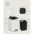 thumbnail image 5 of Kitchen Trash Can, 5.2-Gallon (20 L) Trash Bin, Stainless Steel Garbage Can, with Inner Bucket, Soft Close and Stays Open, Cloud White, 5 of 7