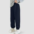 thumbnail image 3 of Akiihool Boy Pant Boys' Big School Uniform Twill Skinny Pants Elastic Waistband with Drawstring Closure Stretch Pants (Navy,5-6 Years), 3 of 7