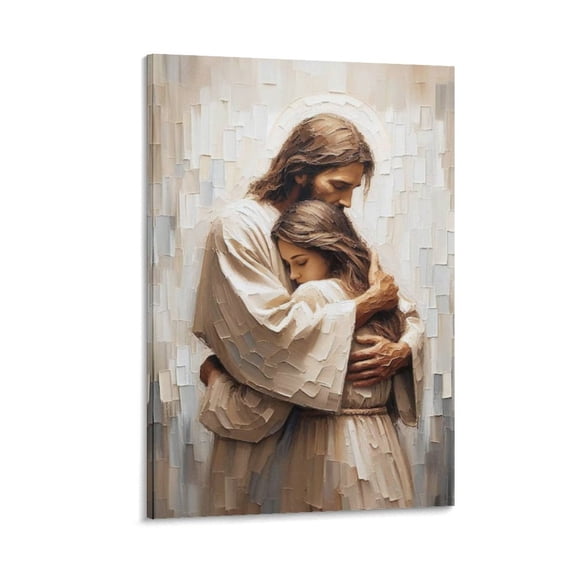 Jesus Healing Woman Wall Decor Art, Jesus Hugging Woman, Bible Christ Canvas Vintage Mural Print Photo Art Painting Canvas Poster Home Decorative Bedroom Modern Decor Posters Gifts 16x24inch(40x60cm)