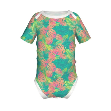 

Yiaed Colorful Palm Leaves Print Infant Climbing Short Sleeve Onesie One-Piece Baby Bodysuit Clothes 0-12 Months -9M