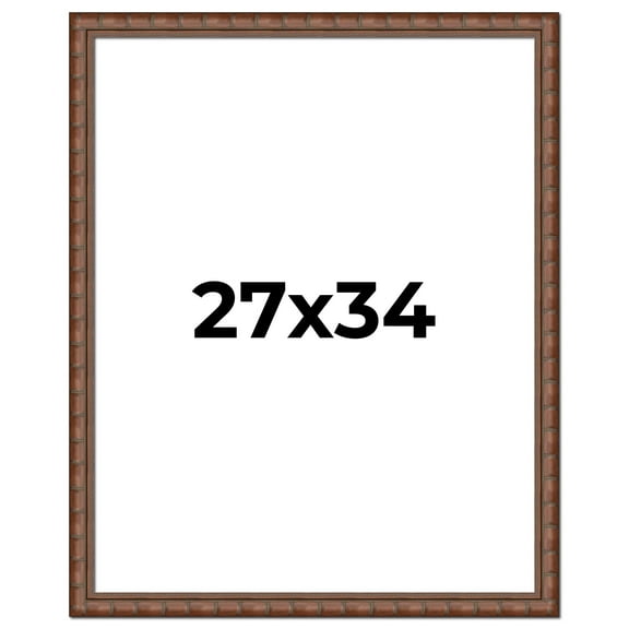 27x34 Dark Brown Bamboo Real Wood Picture Frame Width 1.5 inches | Interior Frame Depth 0.5 inches