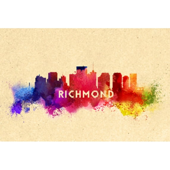 Richmond, Virginia, Skyline Abstract (36x54 Giclee Gallery Art Print, Vivid Textured Wall Decor)