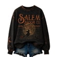 thumbnail image 2 of Textilo Salem Broom Company Printed Sweatshirt for Women Long Sleeve Crew Neck Sweatshirt Witch Graphic Shirts Comfort Funny Spooky Season Vintage Tee,Light Gray L, 2 of 4