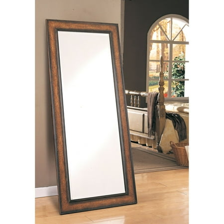 Coaster Floor Mirror, Antique Brown Finish