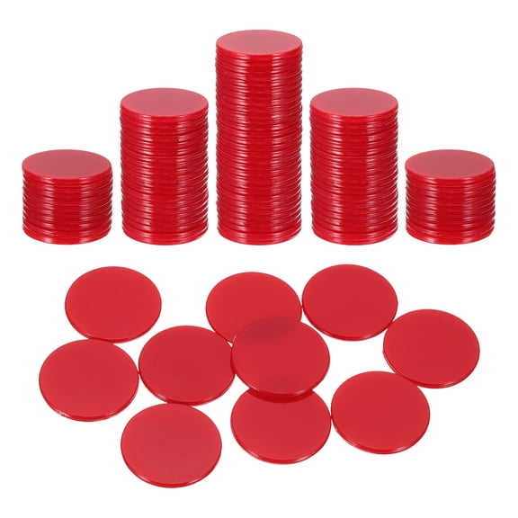 Uxcell 120 Pack 1 Inch Poker Chips, Plastic Bingo Chips Learning Counters Counting Counters Disks Markers Opaque Game Tokens for Game Play Math Counting, Red, Flat