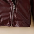 thumbnail image 5 of Mgmyaa Boys Long Sleeve Leather Jacket Winter Turn-Down Collar Zip-Up Motorcycle Jacket Outerwear for Kids, 5 of 8