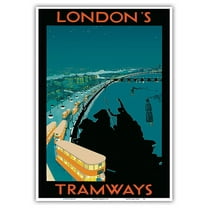 London’s Tramways - Boadicea and Her Daughters Statue - Vintage Railroad Travel Poster c.1929 - Master Art Print 10in x 14in