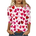 thumbnail image 4 of Edvintorg Clothes for Women Valentine's Day Shirts Summer Spring 3/4 Sleeve Tops Graphic Tees Crewneck Casual Puls Size Fashion Clothing, 4 of 5