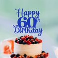thumbnail image 4 of Cake Topper Kaoenla Feliz 60.º Cumpleaños Azul con Brillo, 4 of 7
