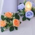 thumbnail image 4 of Joernso Artificial Rose Wreath Candle Ring Pillar Candle Holder Spring Green Leaves Flower Garland Home Wedding Party Table Centerpiece Decoration, 4 of 8
