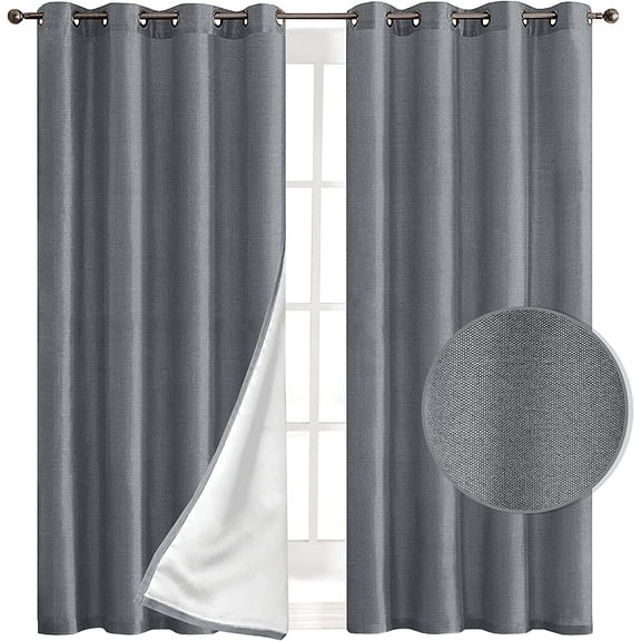 Grommet Blackout Curtains for Bedroom and Living Room - 2 Panel Set - Light Blocking Window Drapes, 54 X 95 inch Length, Silver