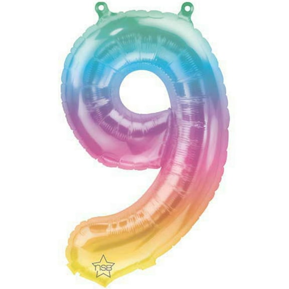 16 inch Number 9 - Jelli Ombre (Air-Fill Only) Northstar Foil Mylar Balloon - Party Supplies Decorations