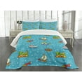 thumbnail image 3 of Ambesonne Plane Quilted Bedspread Set 3 Pcs, Cartoon Style, Queen Size, Multicolor, 3 of 5