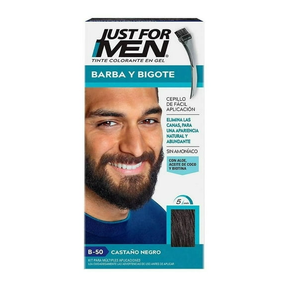 Tinte para canas Just for men Barba y bigote peine aplicador castaño negro b-50
