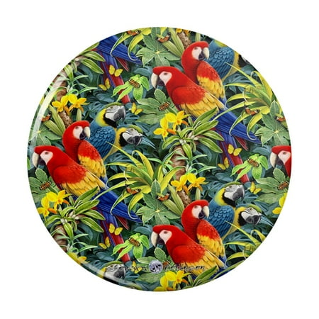 

Majestic Macaws Colorful Rainforest Pattern Kitchen Refrigerator Locker Button Magnet