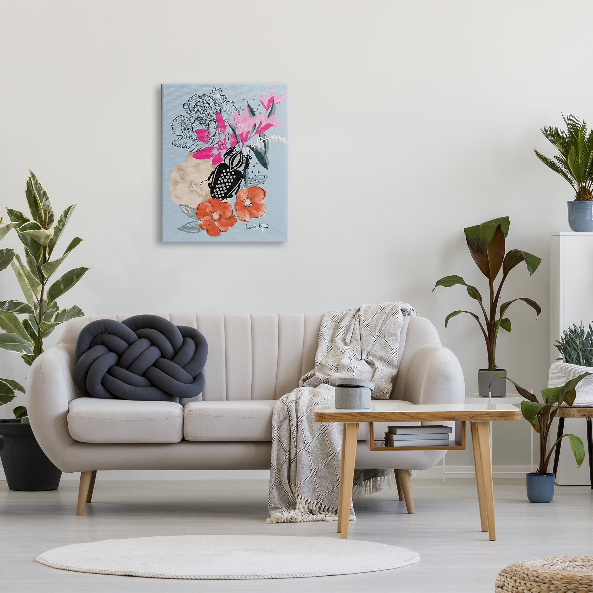 Stupell Industries Beetle & Mixed Flowers Animals & Insects Painting Gallery Wrapped Canvas Print Wall Art, 24 x 30