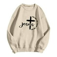 thumbnail image 4 of Tiweut Christian Sweatshirts Women Jesus The Way The Truth The Life Bible Verse Shirt Religious Crew Neck Pullover,Beige,L, 4 of 4