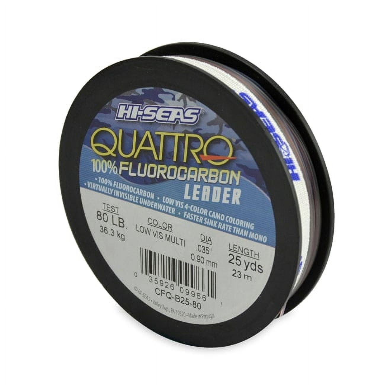Hi-Seas CFQ-B25-60 Quattro Fluorocarbon 4-Color Leader Fishing Line 60lb x 25 yd