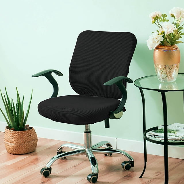 Langgg Computer Chair Cover Swivel Chair Cover for Rotating Chair Black