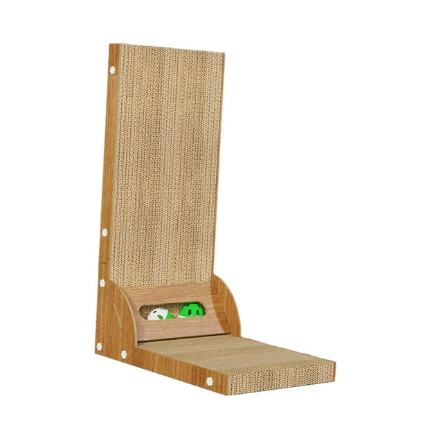 Milaget Cat Scratcher Cardboard Cat Scratch Pad Kitty Training Toy Standing Cat Grab Pad Double Ball