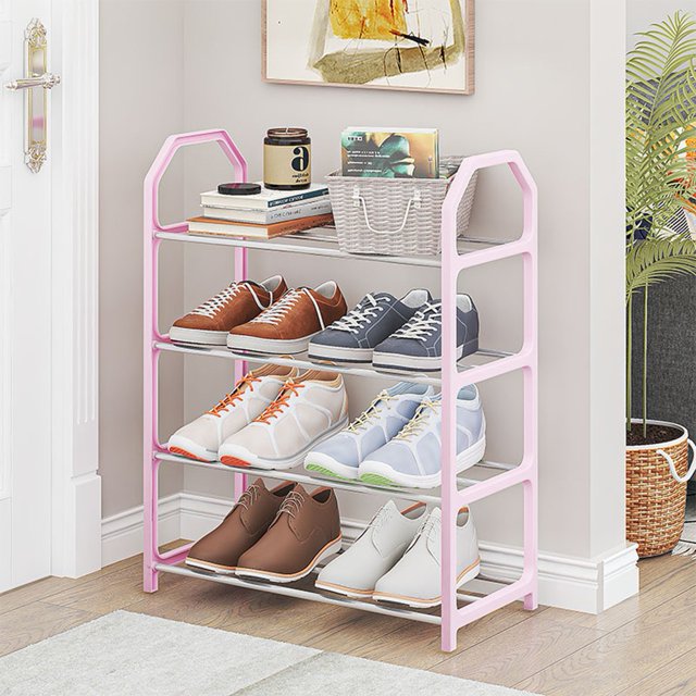 Bgsha Trapezoidal Metal Shoe Rack Home Storage Shoes Cabinet Shoe Storage Organizer Space-Saving Shoe Storage Rack for Entryway Balcony Hallway Dorm Room