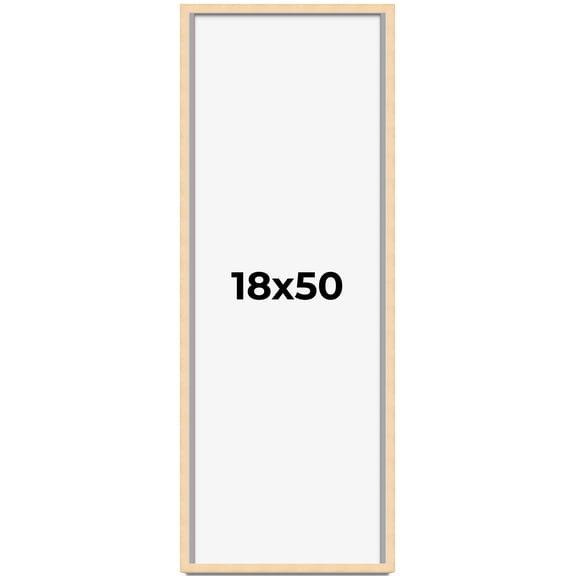 18x50 Frame Natural Wood Picture Frame | 0.75 Inch Moulding Width | with UV Acrylic Plexiglass,