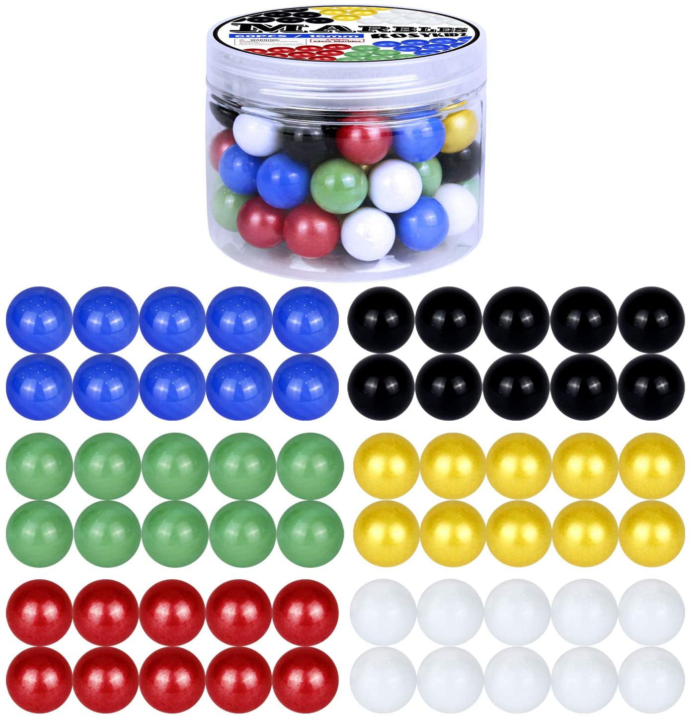 Mega Marbles 14mm Chinese Checkers and Marble Runs Game Replacement Marbles 60 