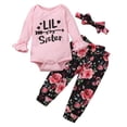 thumbnail image 1 of goowrom Baby Girls Unique Letter Print Jumpsuit + Flower Pants +Headband Set, 1 of 9