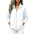 thumbnail image 2 of happyYEE Women's Zip up Sweatshirt Jackets Long Sleeve Fleece Loose Coat Fall Fashion Stand Neck Outerwear with Zip Pockets, 2 of 9