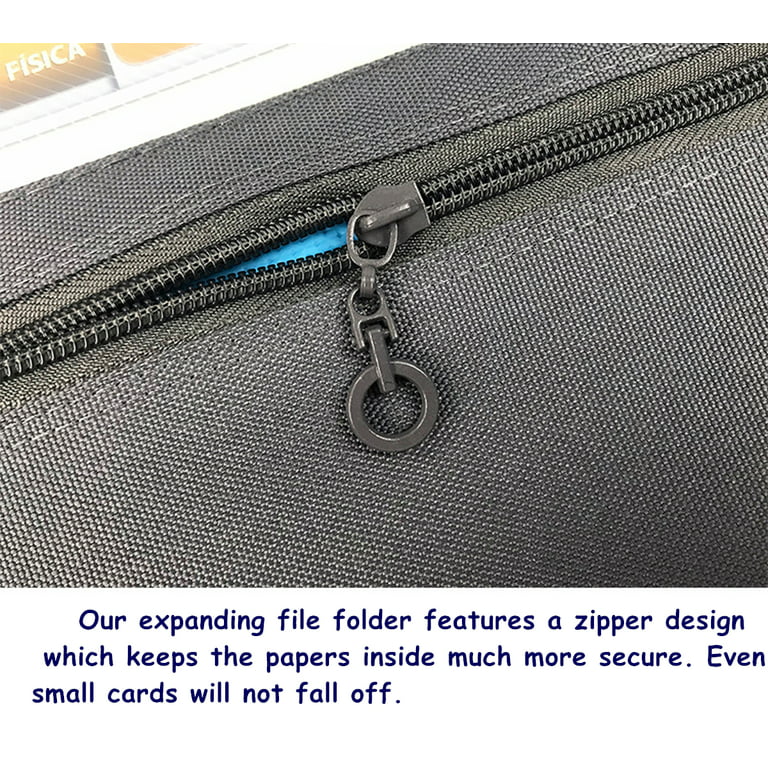 Expanding File Organizer with Sticky Label Accordion Paper Organizer  Document Holder Zip File Folder with Zipper Closure，Letter A4 Paper  Document