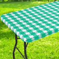 thumbnail image 1 of TRAHOO-Rectangle Picnic Table Cloth, Waterproof Elastic Fitted Outdoor Table Covers for 4 Foot Tables, Flannel Backed Plastic Vinyl Tablecloths for Camping, Dining and Indoor (30"x48", White & Green), 1 of 4