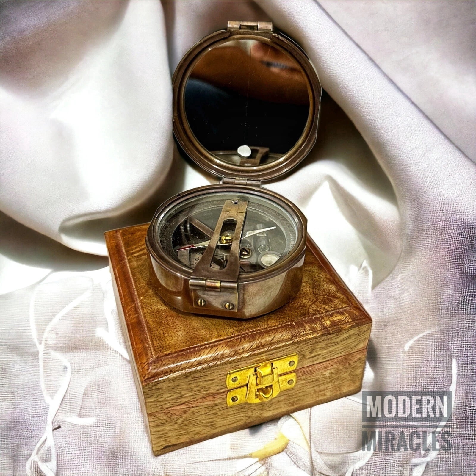 Antique Maritime Brass Brunton Compass "THOS J EVANS LONDON" Geological Compass