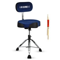 5 Core Drum Throne w Backrest 4" Padded Adjustable 26.5" Drummer Stool w Velvet Top 441Lb Capacity
