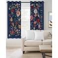 thumbnail image 2 of Navy Blue Flowers Blackout Curtains 63 Inches Long for Bedroom, Spring Vintage Floral Leaves Farmhouse Thermal Insulated Room Darkening Black Out Window Curtain Panels Grommet Drapes for Living Room, 2 of 8