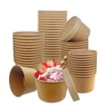 thumbnail image 1 of Vasos de sopa Belinlen de papel kraft de 8 oz con tapas (juego de 50 unidades), 1 of 5